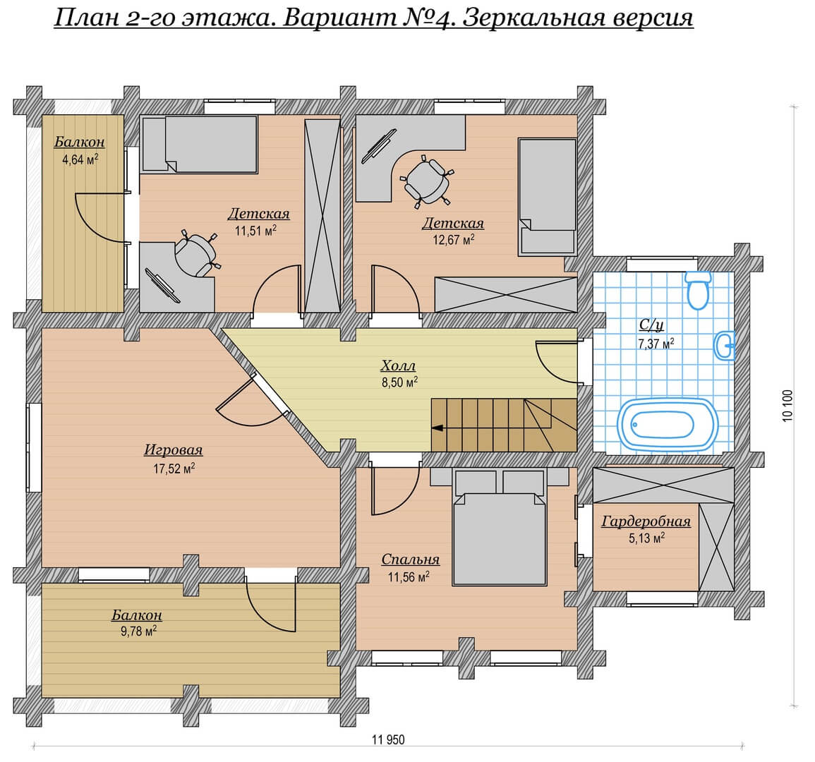 Дом из бревна 161м2 Проект №ВЗ-118 «Цезарь»